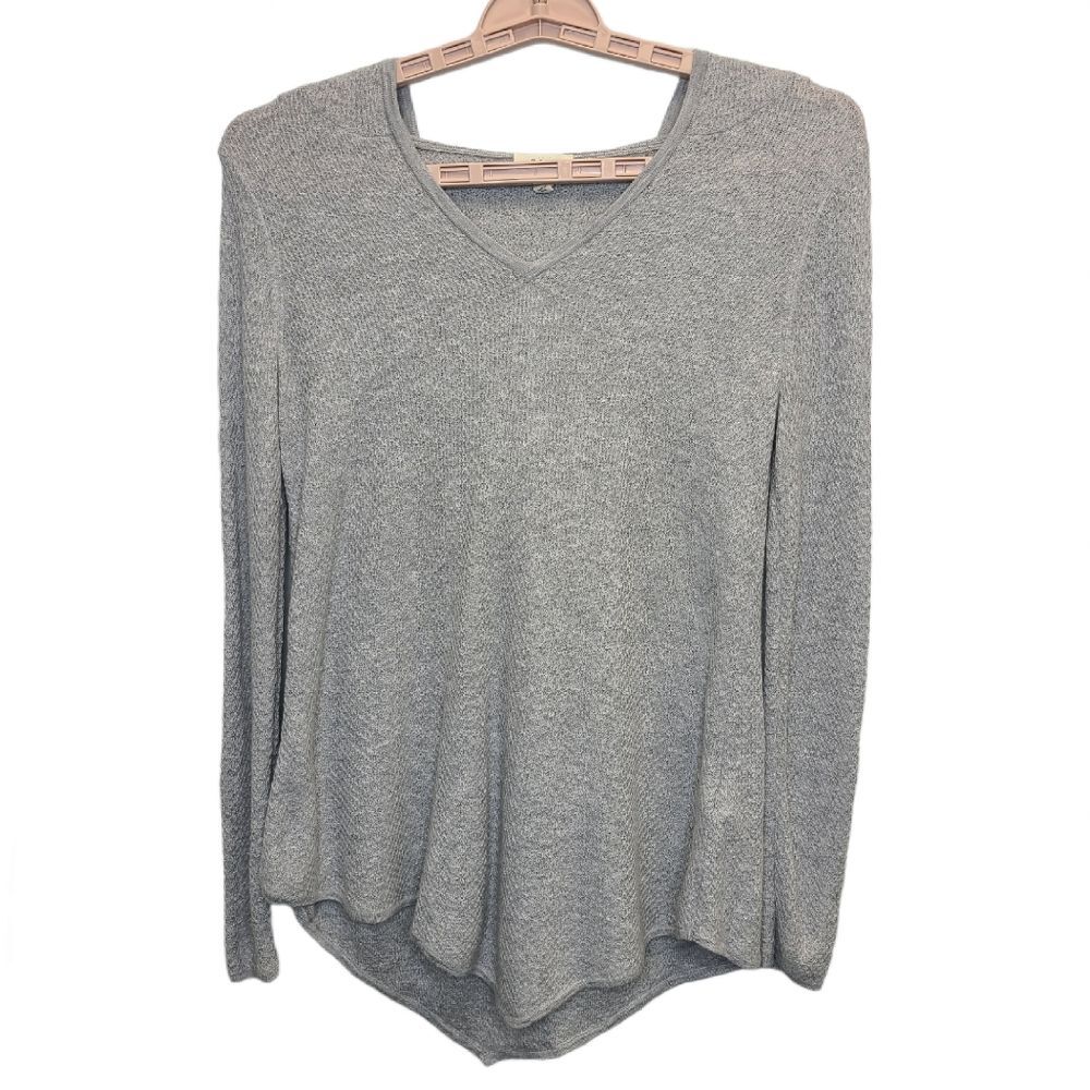 Soft Joie Women's XS Hooded Wool Blend Asymmetrical Long Sleeve Tunic Top Grey